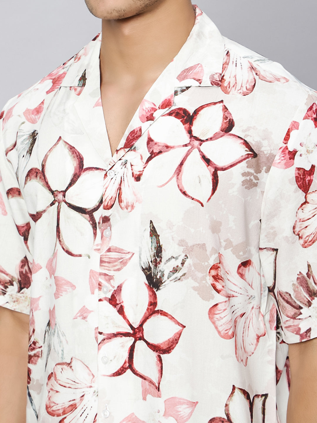 Tropical Floral Oversized Viscose Shirt