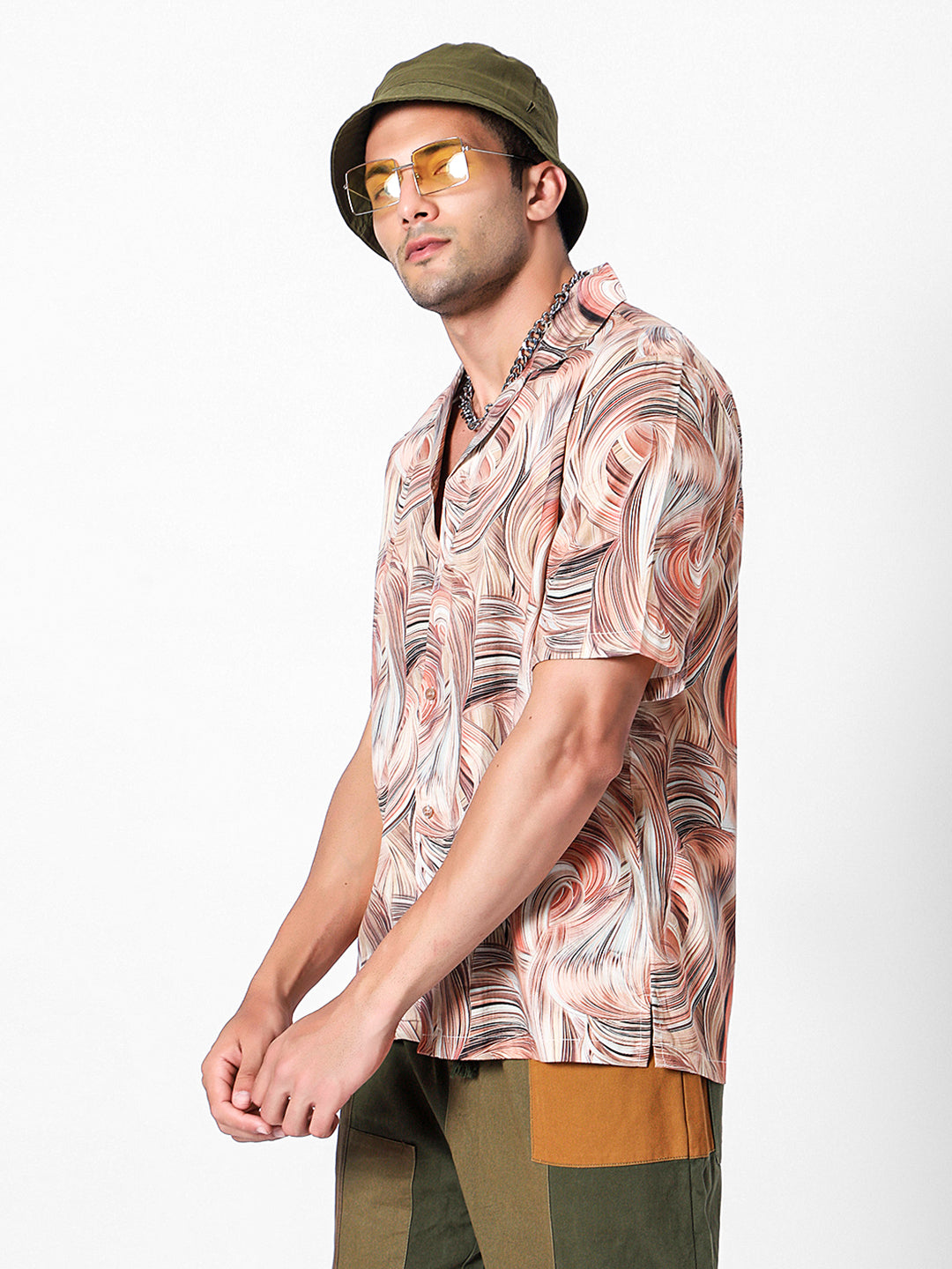 Retro Swirl Oversized Cotton Shirt