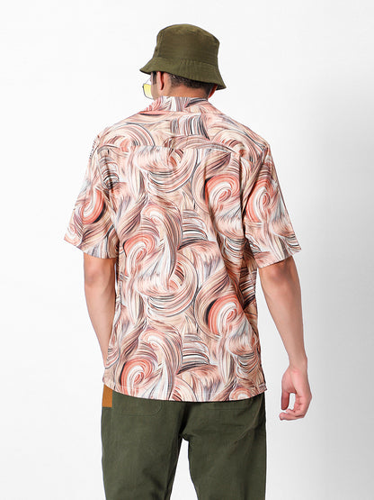 Retro Swirl Oversized Cotton Shirt