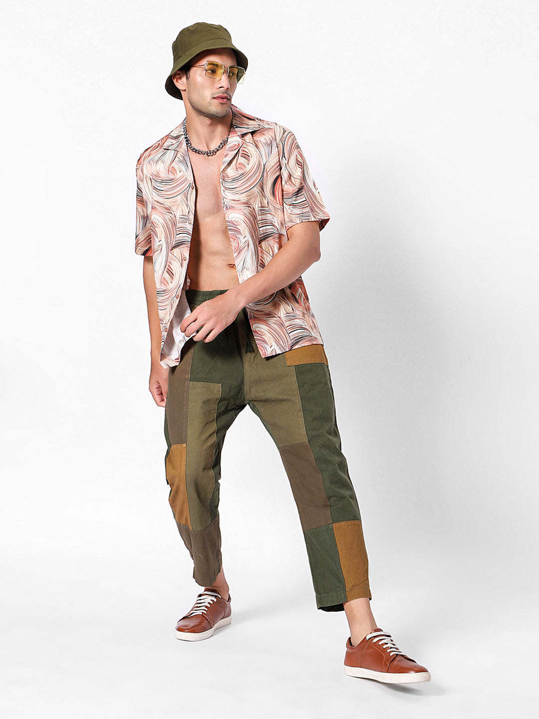 Retro Swirl Oversized Cotton Shirt