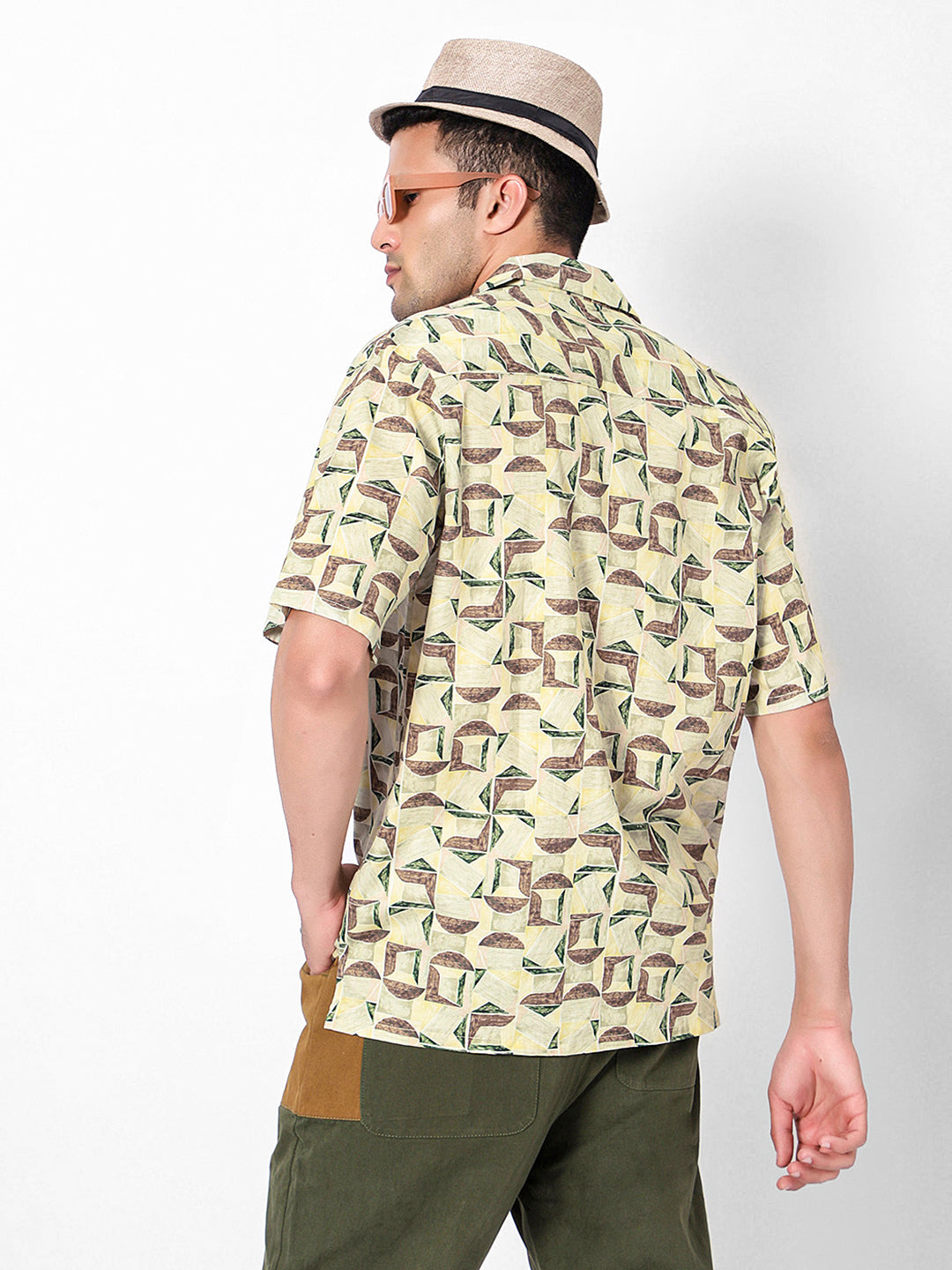 Drawn Geometric Oversized Cotton Shirt