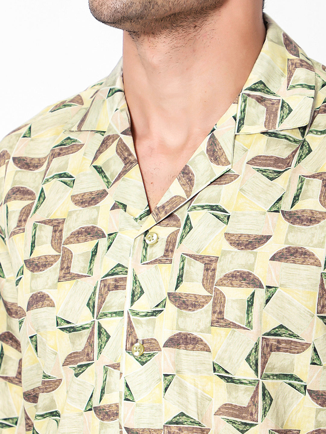 Drawn Geometric Oversized Cotton Shirt