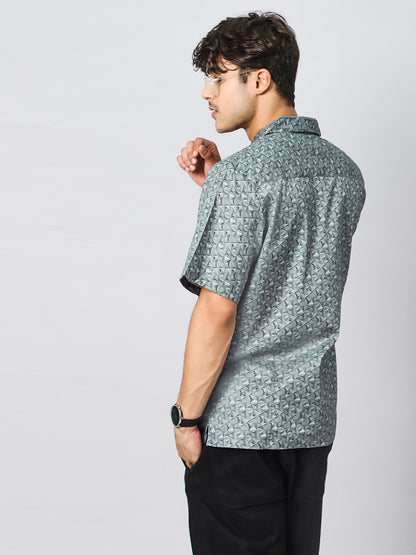 Monochrome Wave Oversized Cotton Shirt