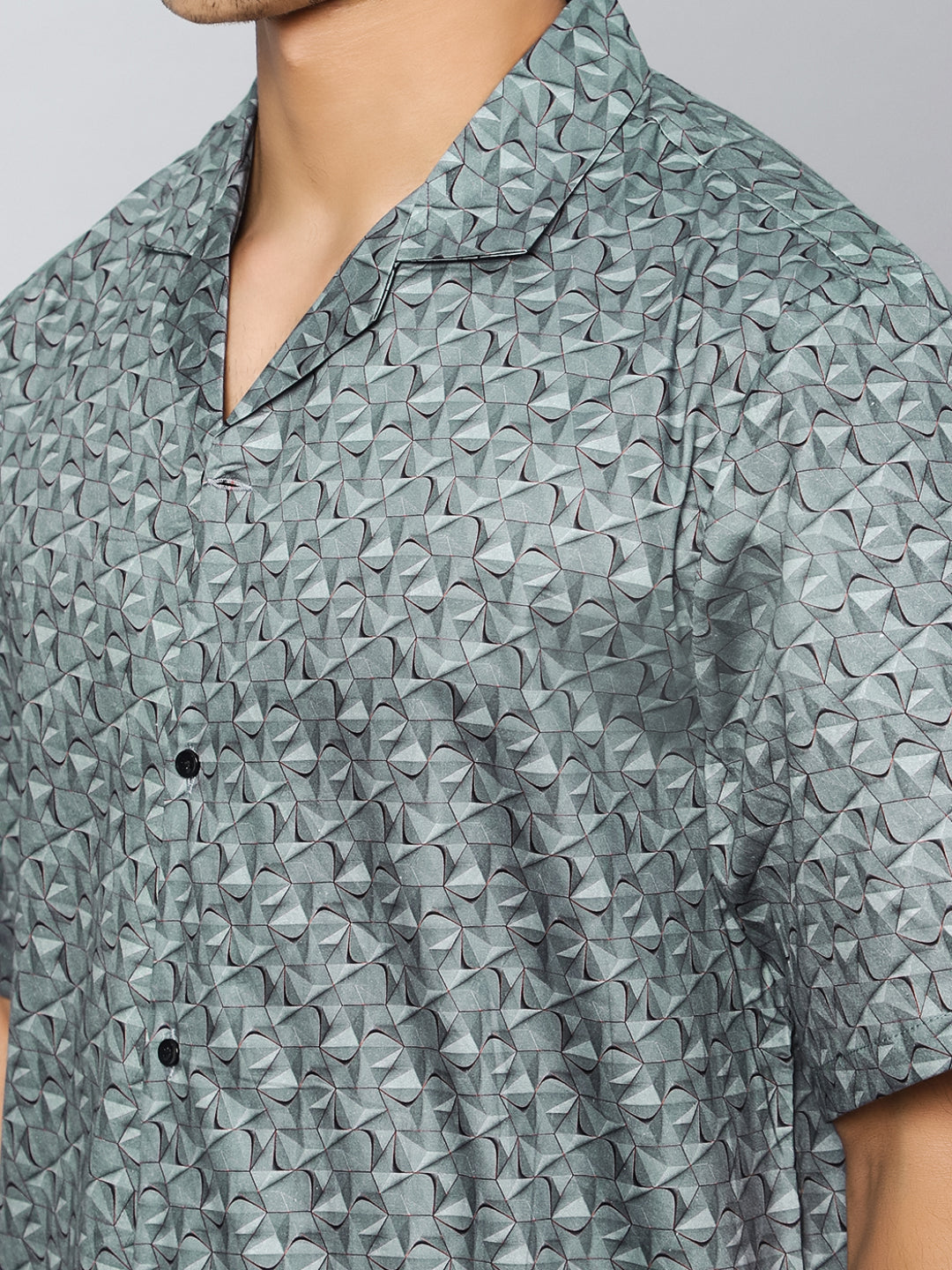 Monochrome Wave Oversized Cotton Shirt