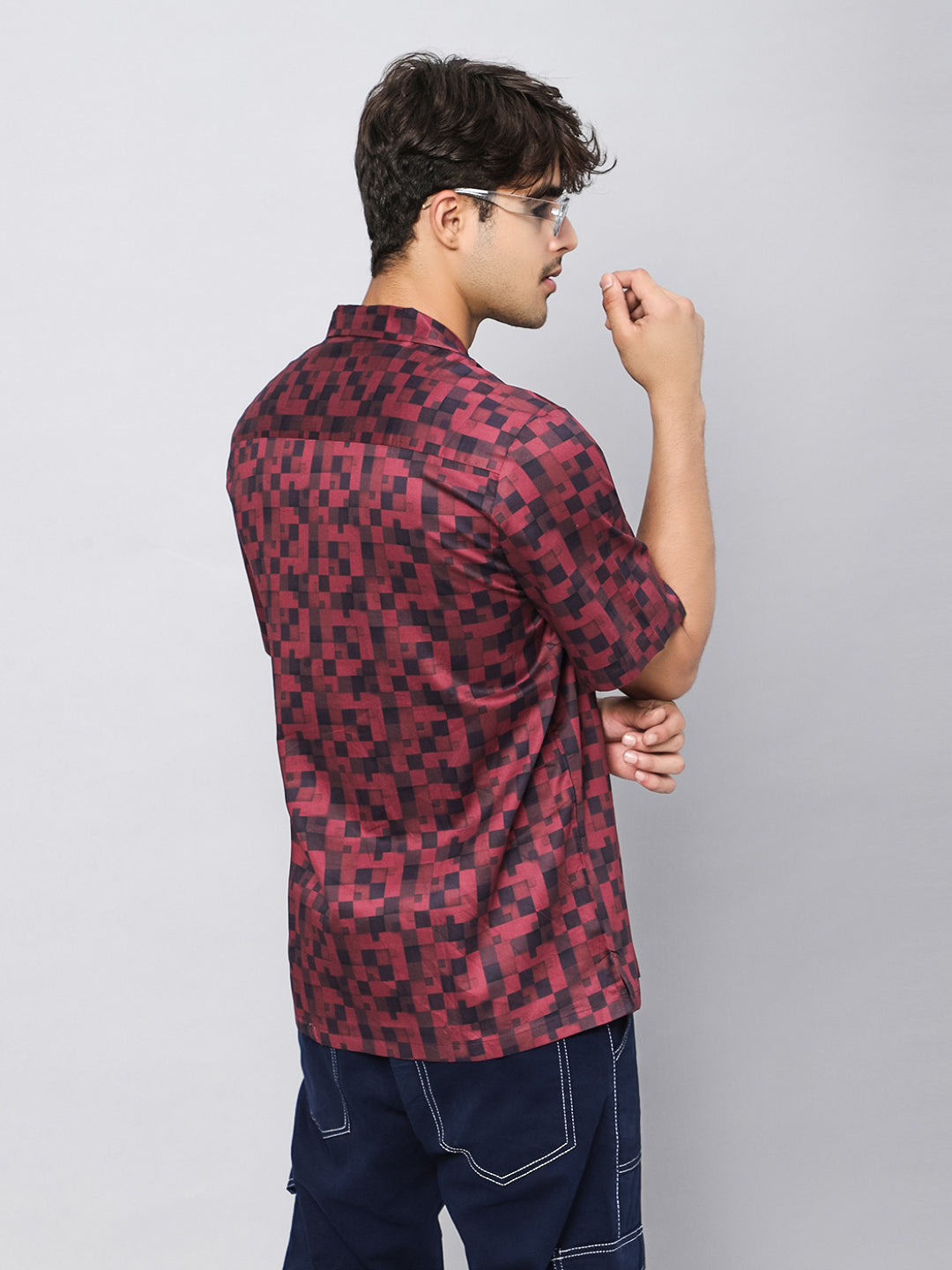 Plaid Red Oversized Cotton Shirt