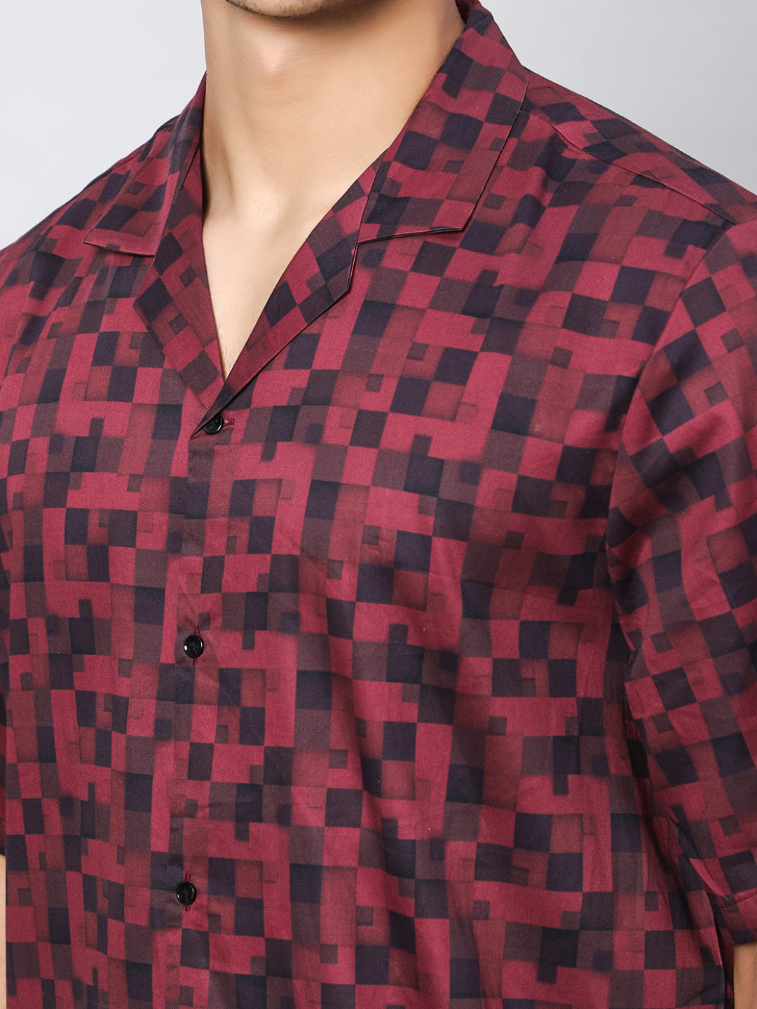 Plaid Red Oversized Cotton Shirt