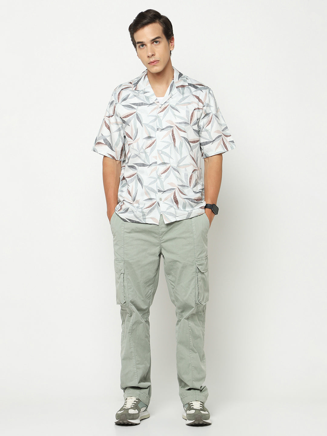 Inline Leaves Oversized Cotton Shirt