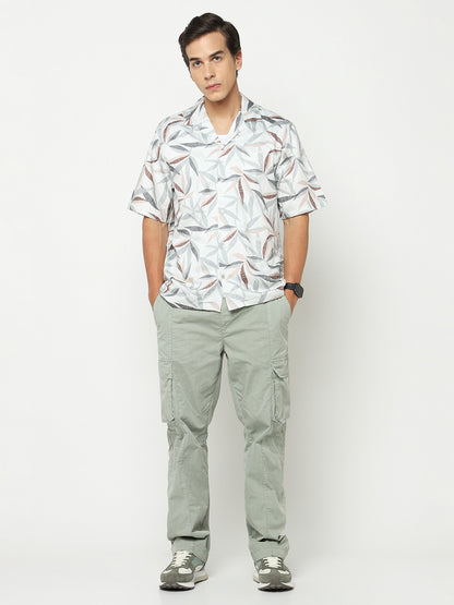 Inline Leaves Oversized Cotton Shirt