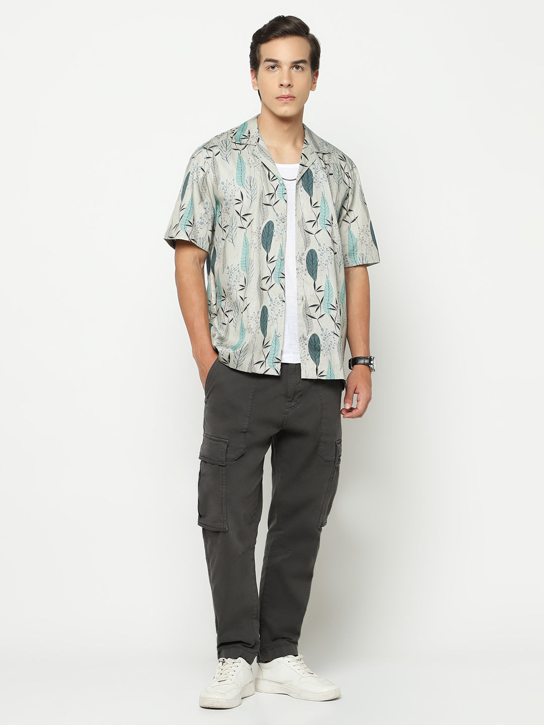 Leaves Silhouette Oversized Cotton Shirt
