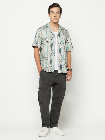 Leaves Silhouette Oversized Cotton Shirt