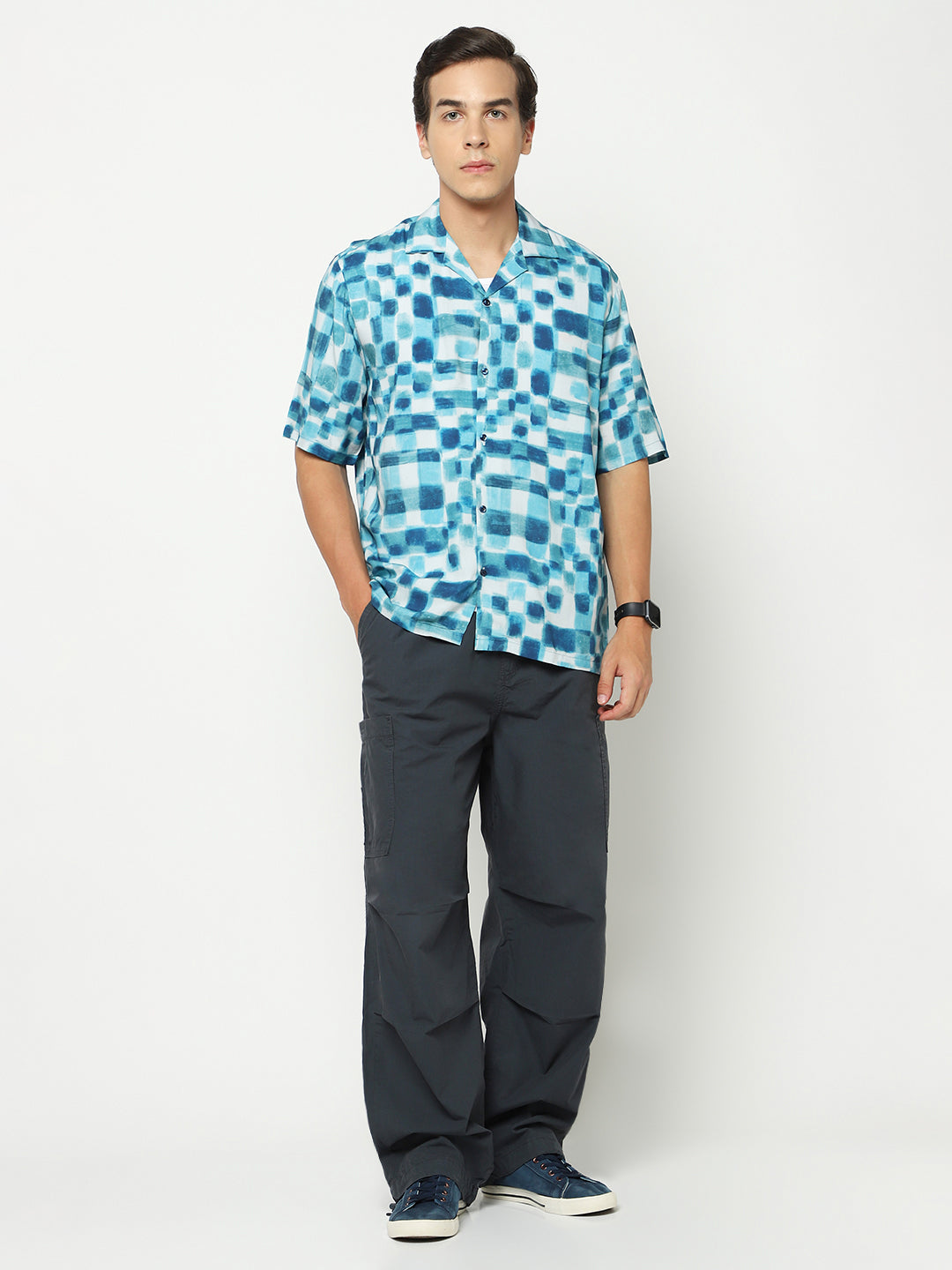 Checked Oversized Viscose Shirt