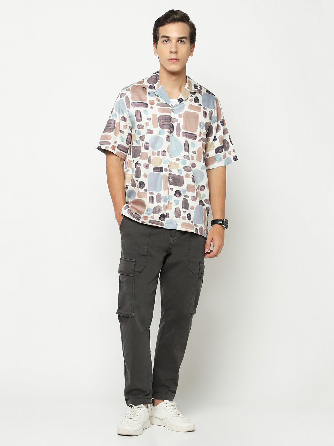 Abstract Shapes Oversized Cotton Shirt