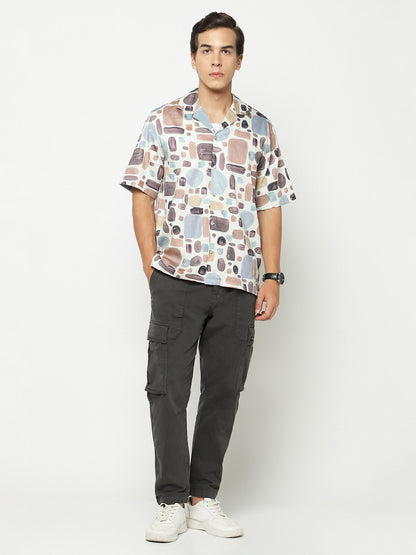 Abstract Shapes Oversized Cotton Shirt