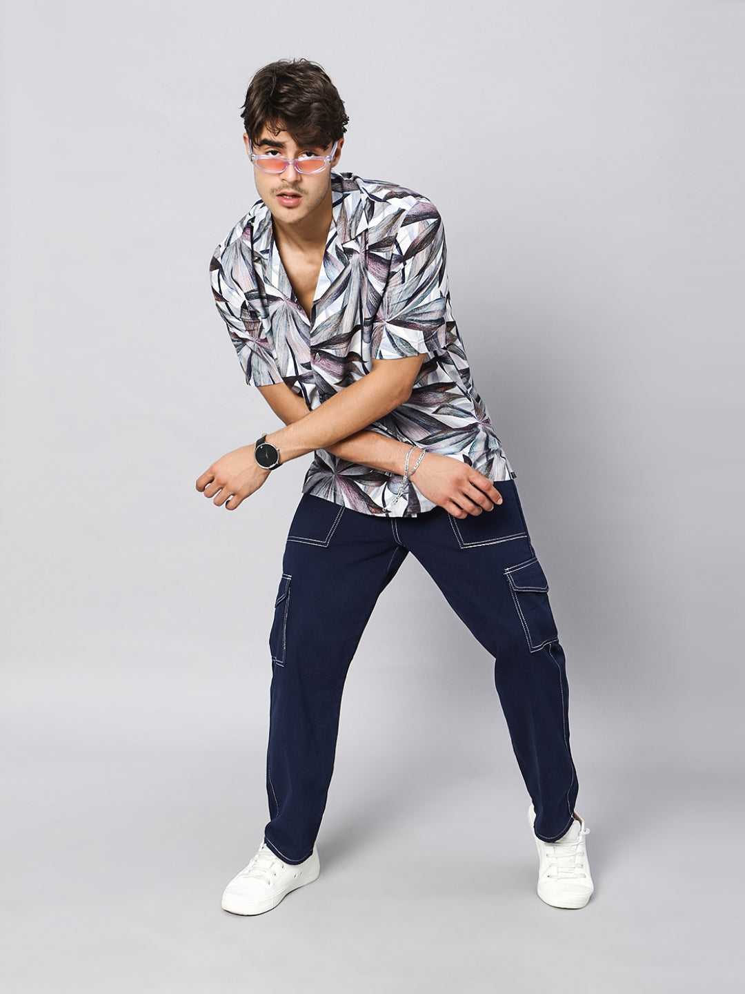 Contemporary Leaves Oversized Viscose Shirt