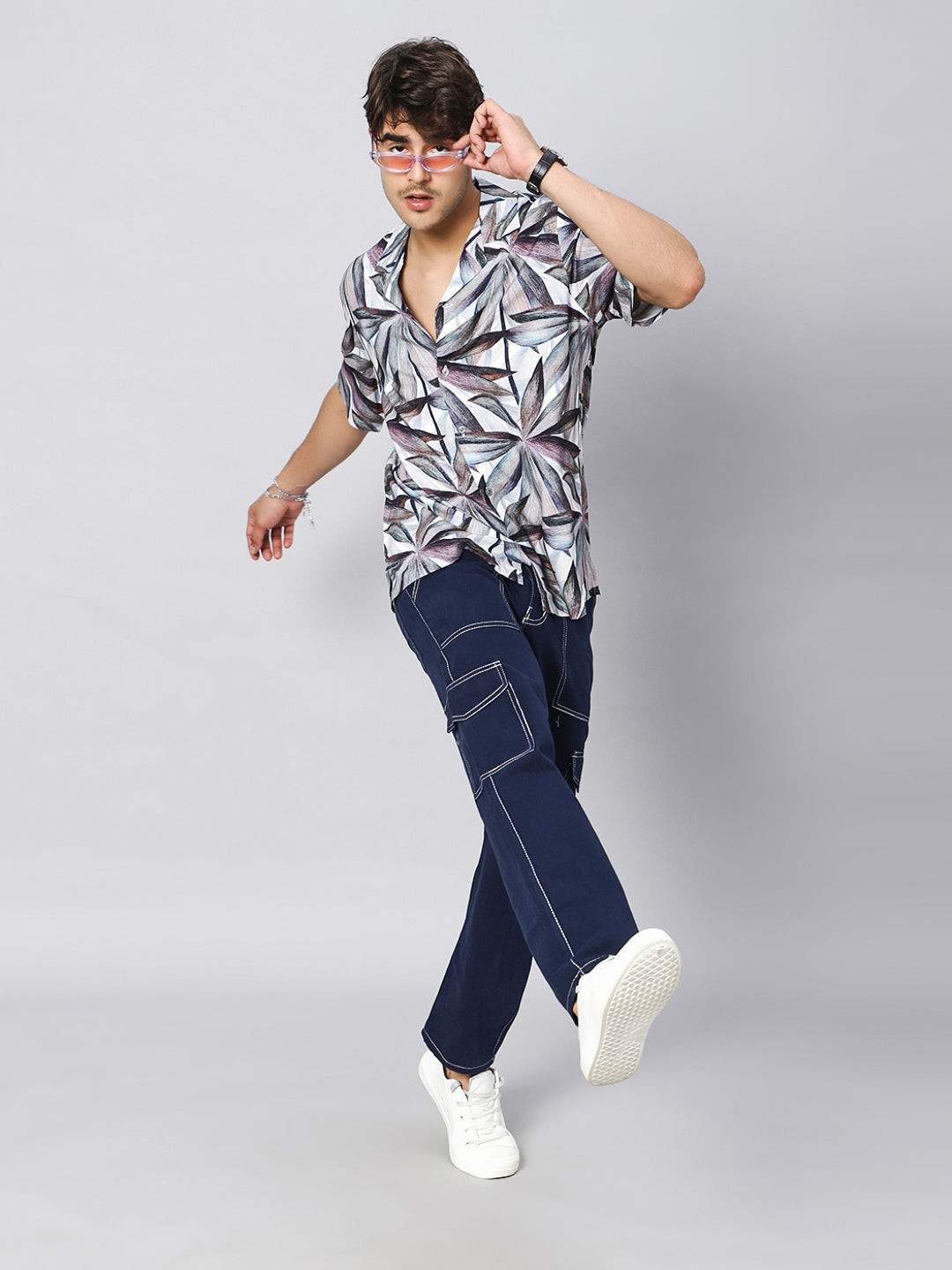 Contemporary Leaves Oversized Viscose Shirt