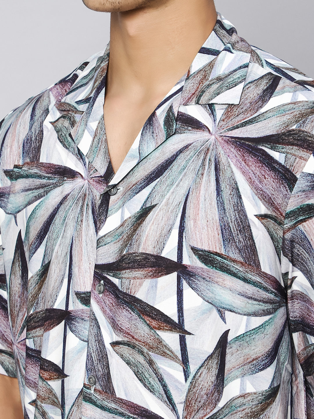 Contemporary Leaves Oversized Viscose Shirt