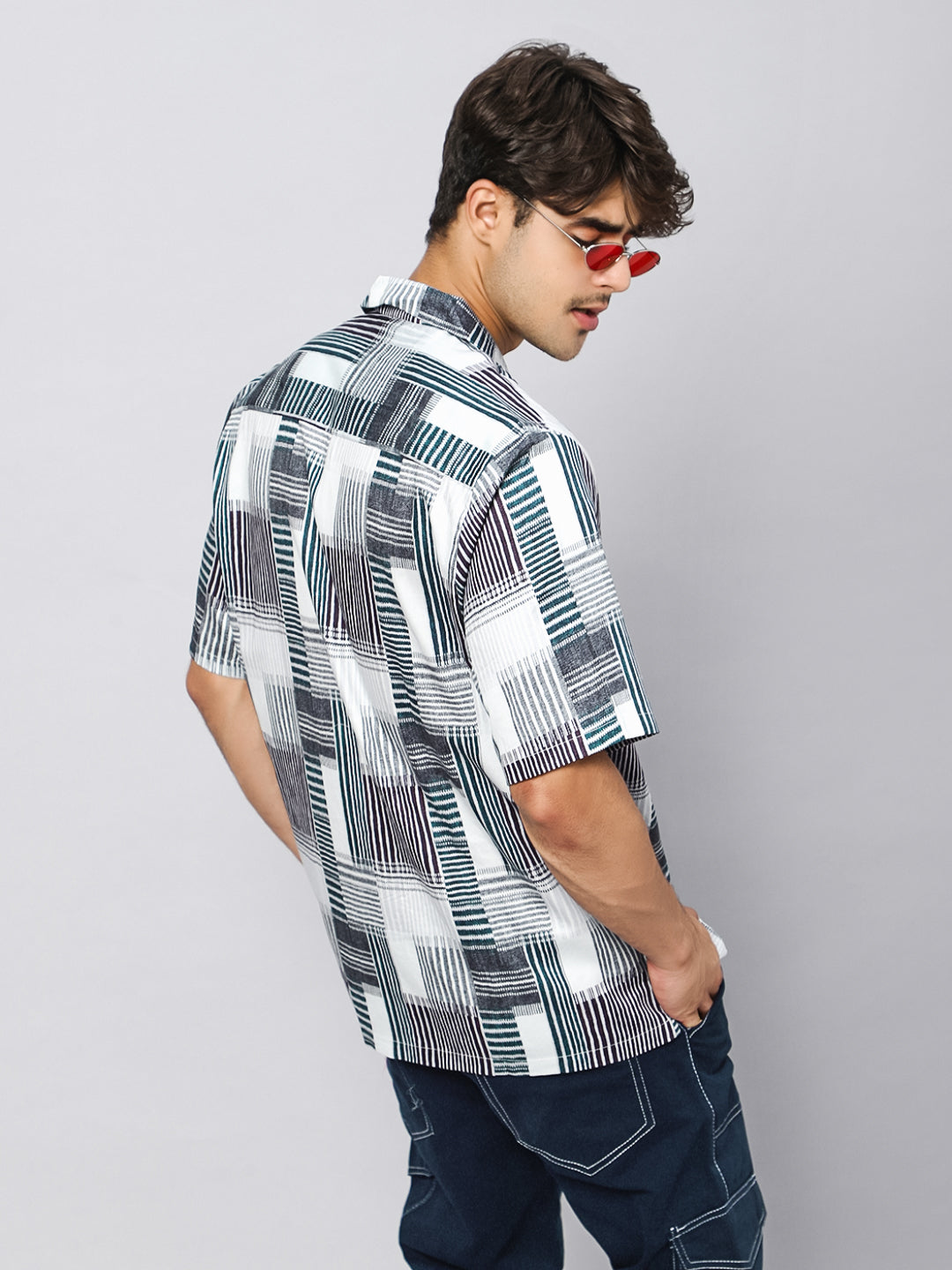 Crosshatch Plaid Oversized Cotton Shirt