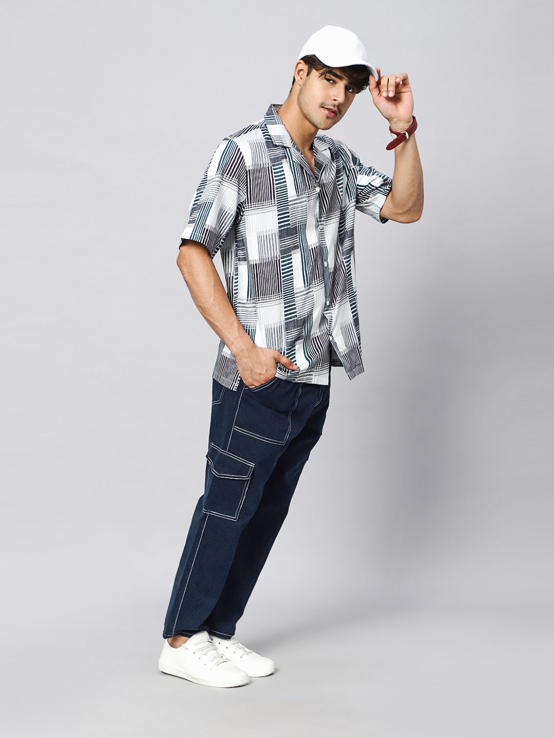 Crosshatch Plaid Oversized Cotton Shirt
