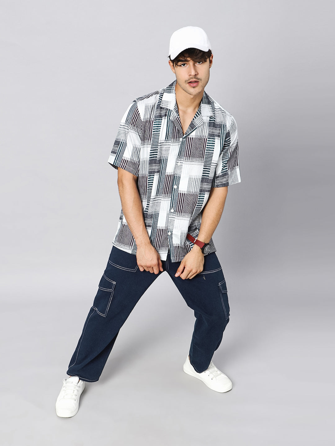 Crosshatch Plaid Oversized Cotton Shirt
