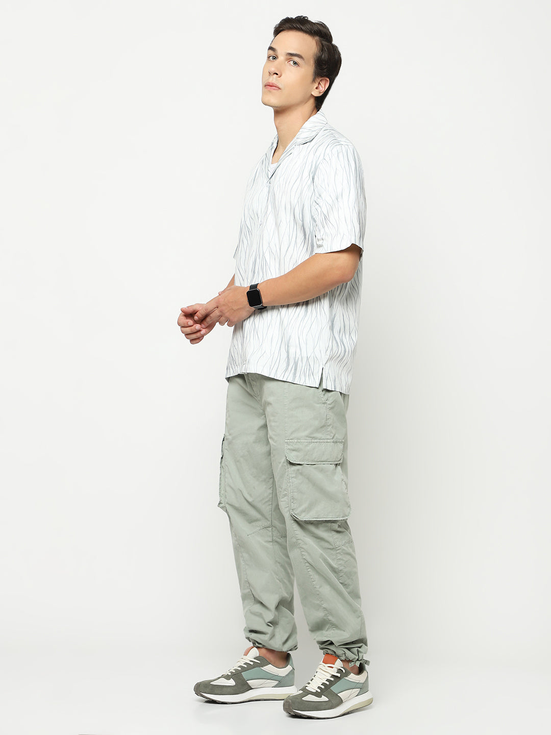 Wavy Texture Oversized Cotton Shirt