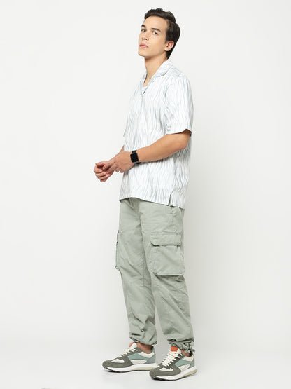 Wavy Texture Oversized Cotton Shirt