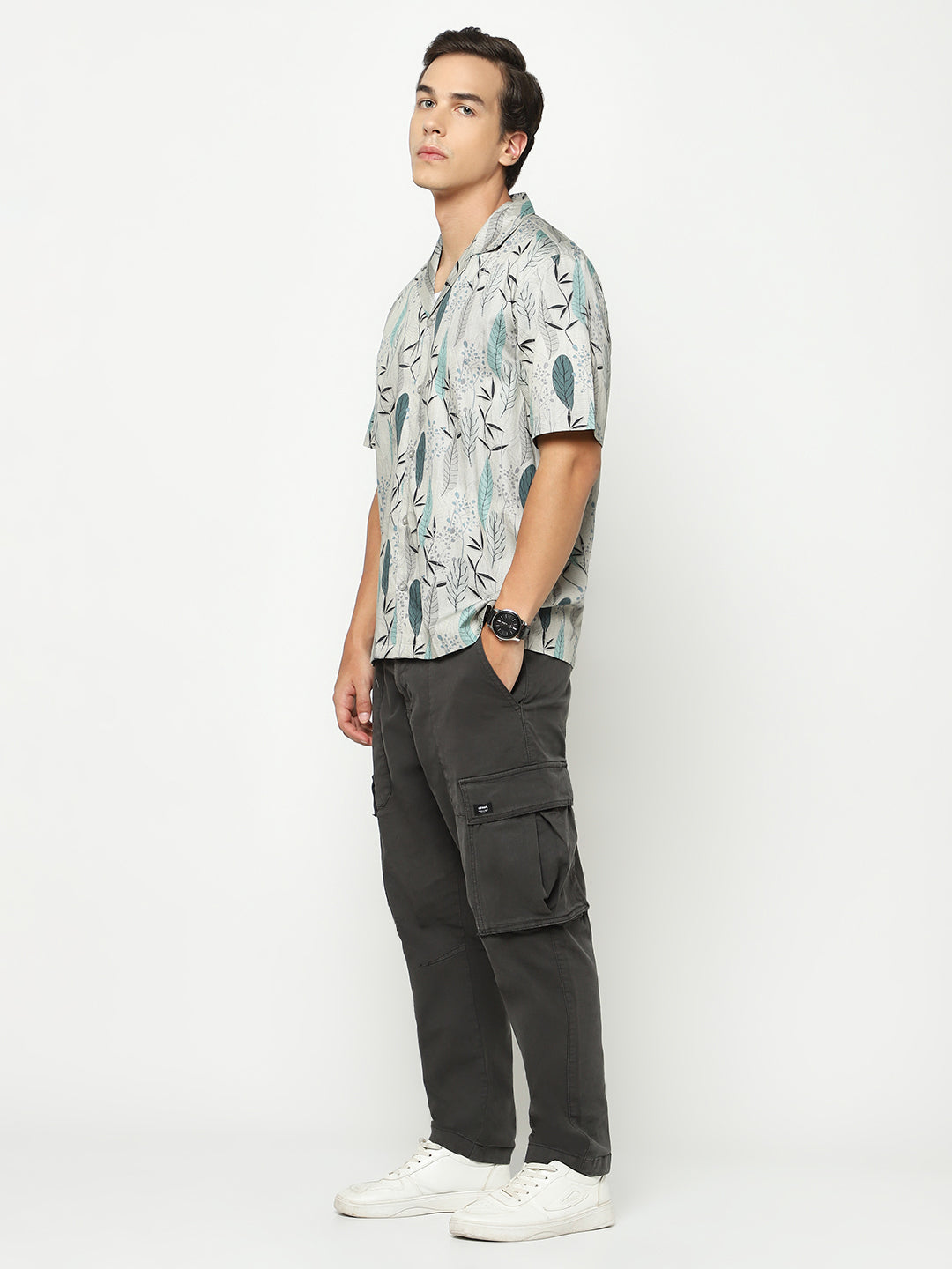 Leaves Silhouette Oversized Cotton Shirt