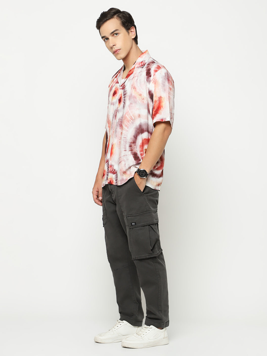 Watercolor Circles Oversized Viscose Shirt