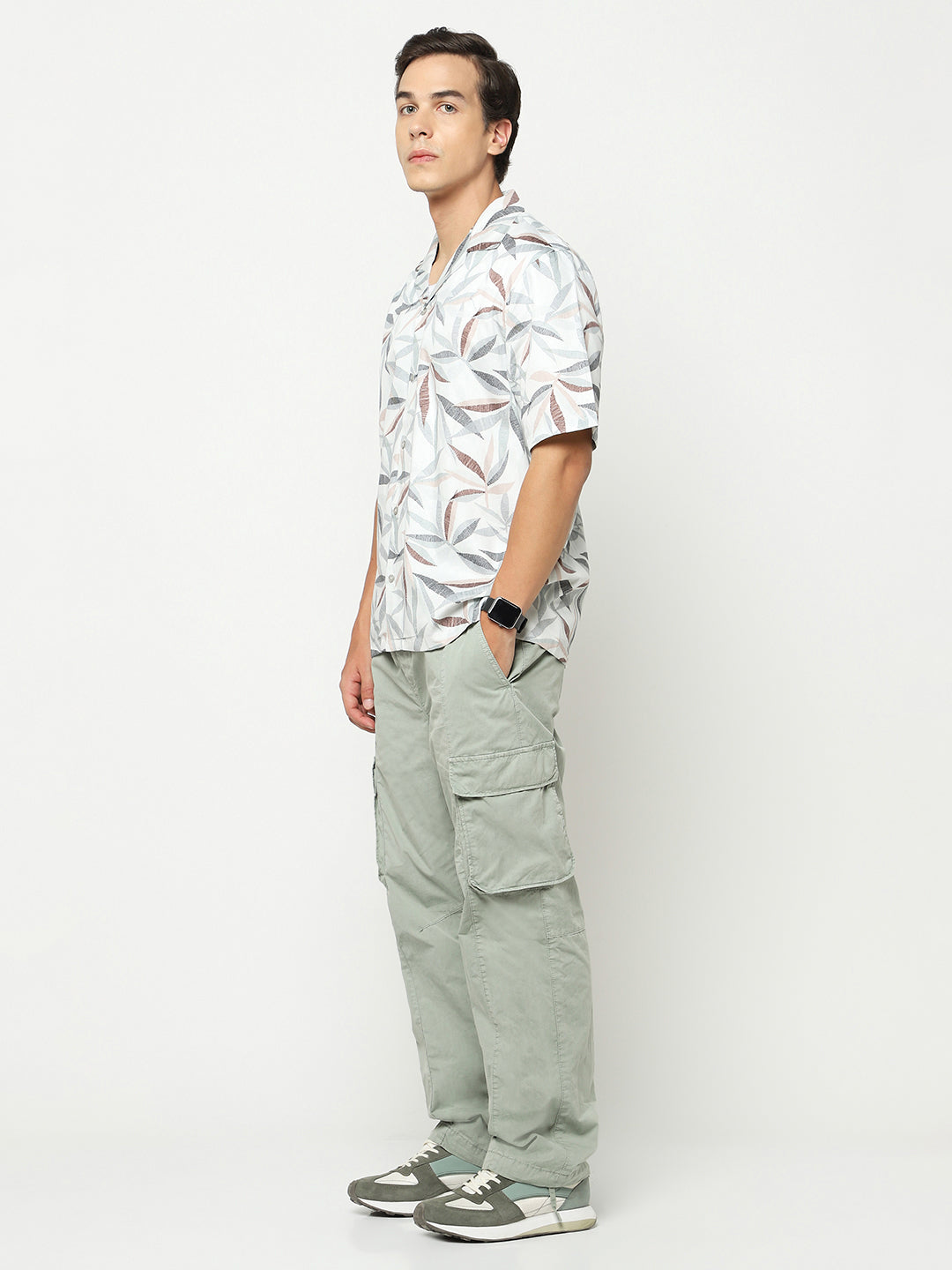 Inline Leaves Oversized Cotton Shirt