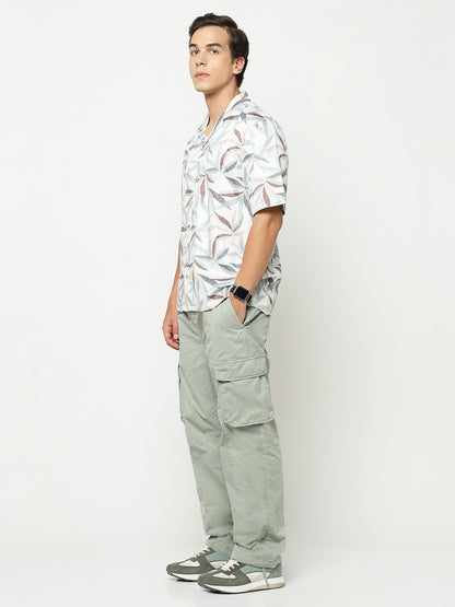 Inline Leaves Oversized Cotton Shirt