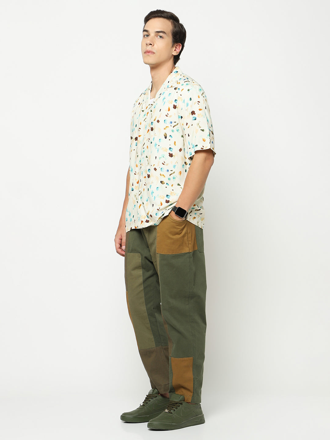 Watercolor Spots Oversized Viscose Shirt