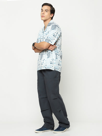 Geometric Watercolor Oversized Cotton Shirt