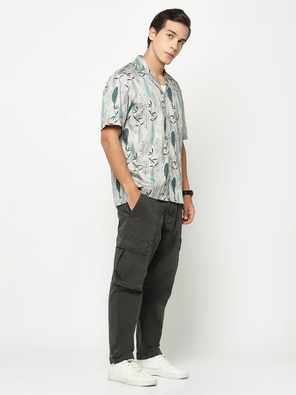 Leaves Silhouette Oversized Cotton Shirt