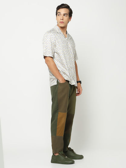 Geometric Pattern Oversized Cotton Shirt