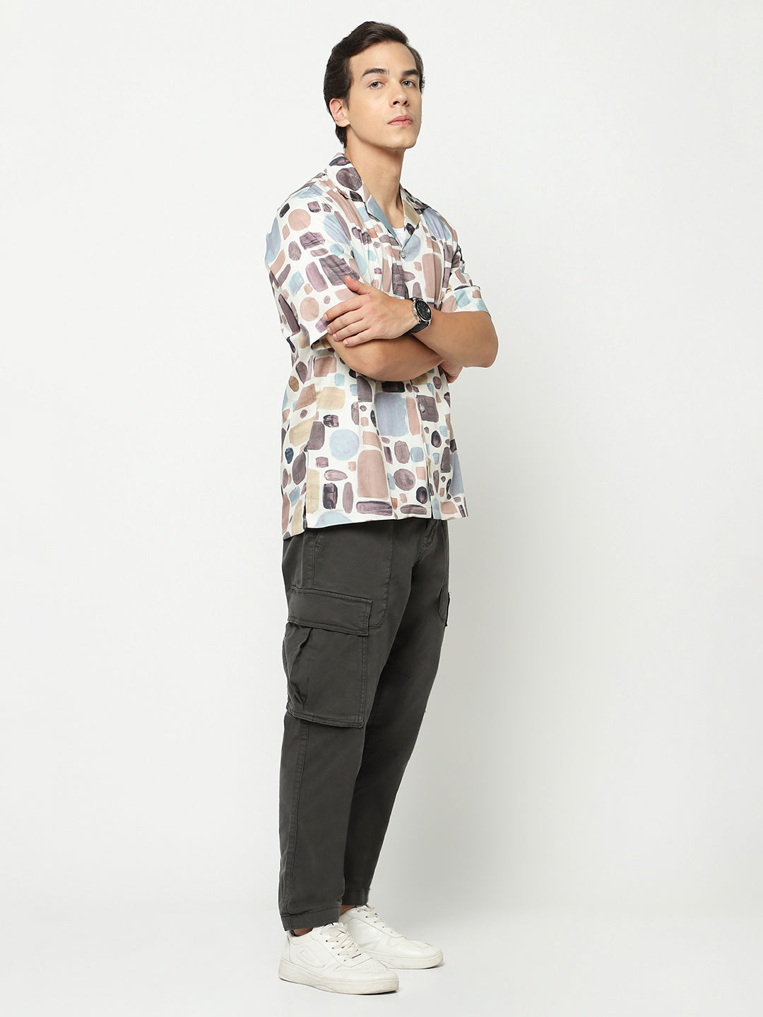 Abstract Shapes Oversized Cotton Shirt