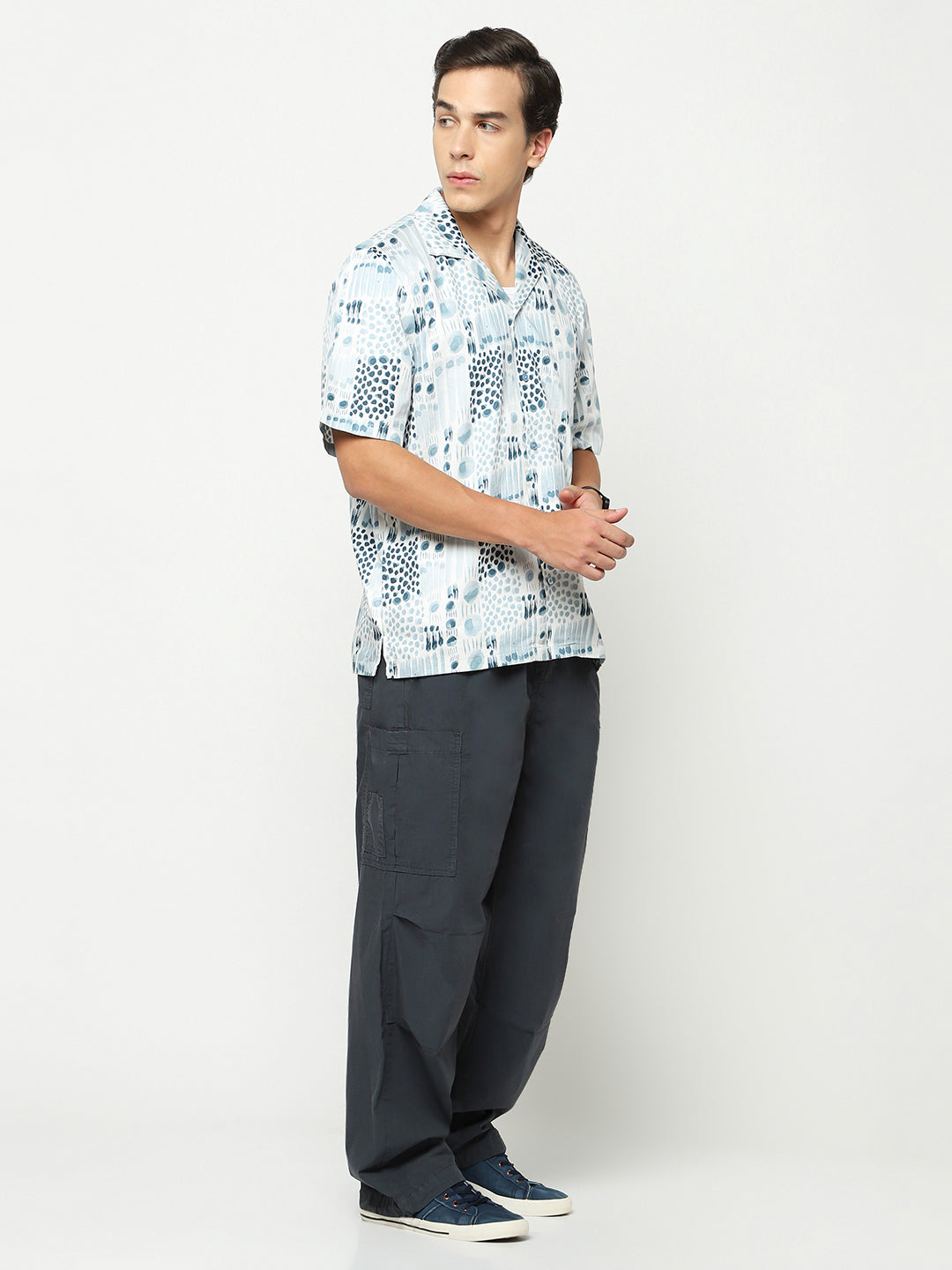 Geometric Watercolor Oversized Cotton Shirt