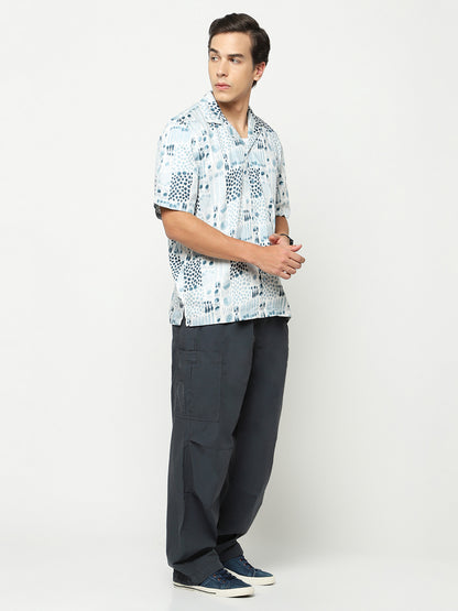 Geometric Watercolor Oversized Cotton Shirt