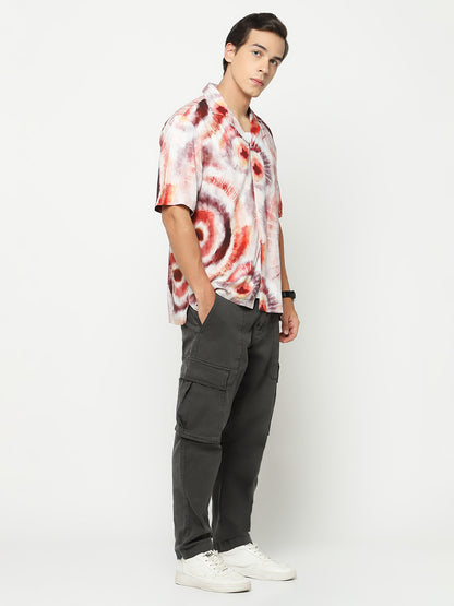 Watercolor Circles Oversized Viscose Shirt