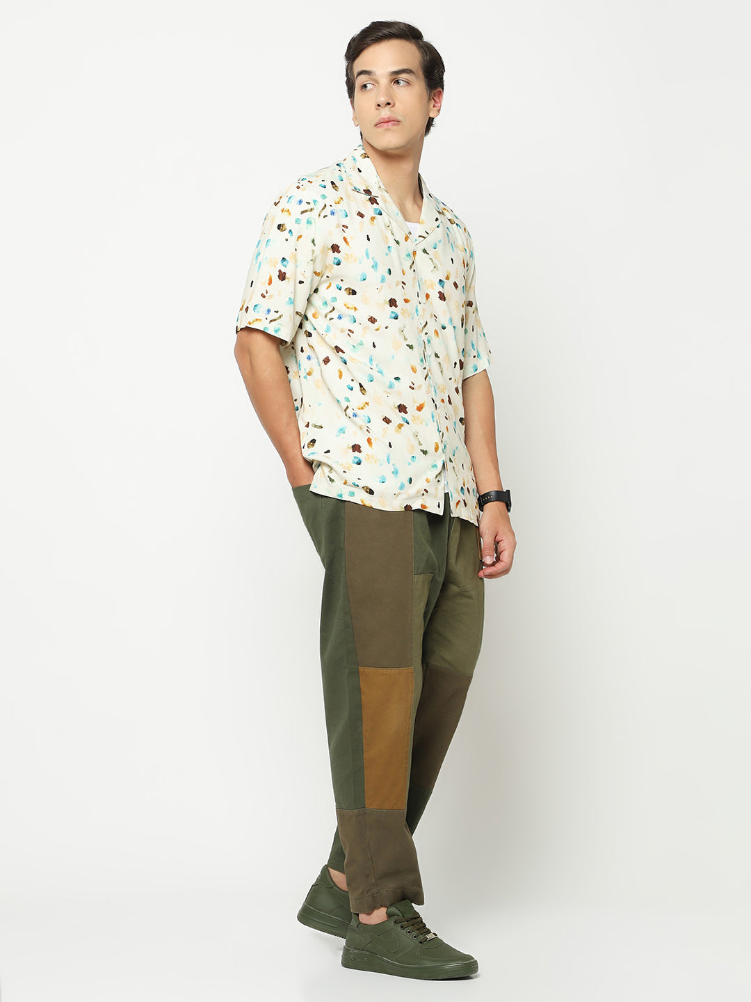 Watercolor Spots Oversized Viscose Shirt