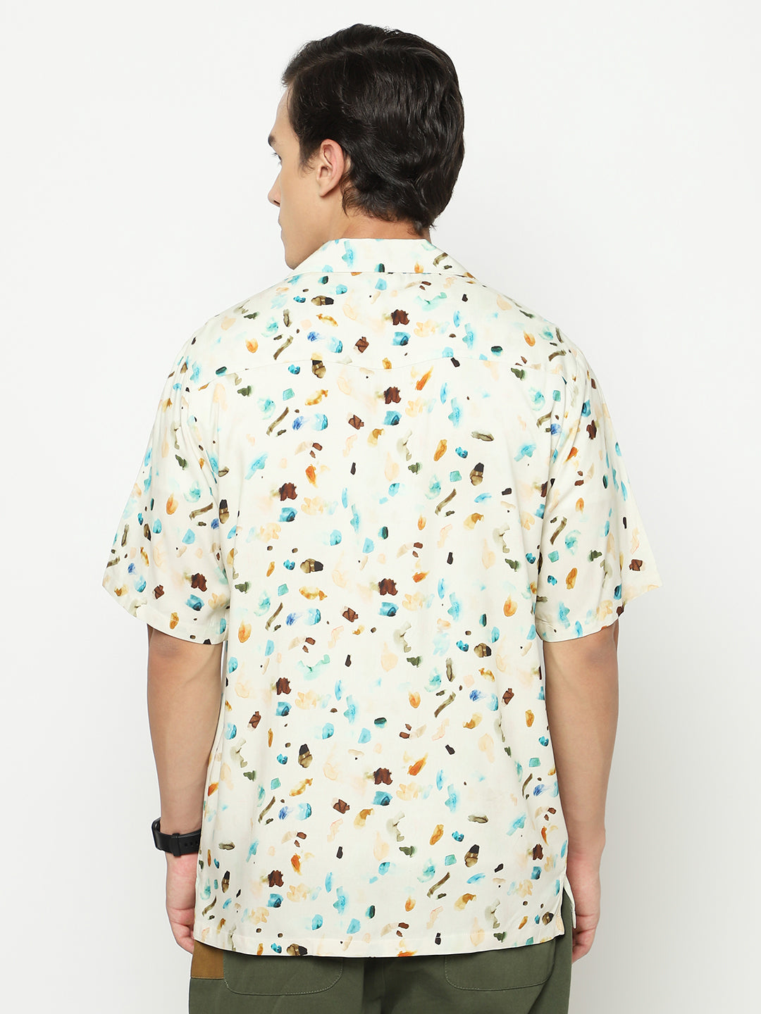 Watercolor Spots Oversized Viscose Shirt