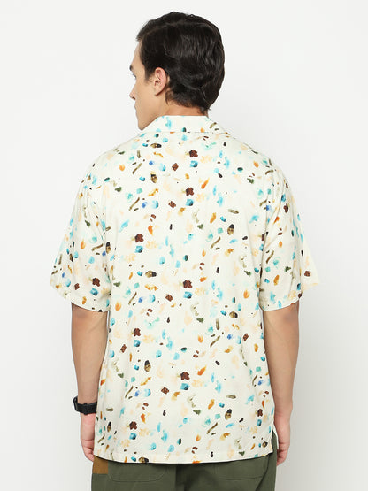 Watercolor Spots Oversized Viscose Shirt