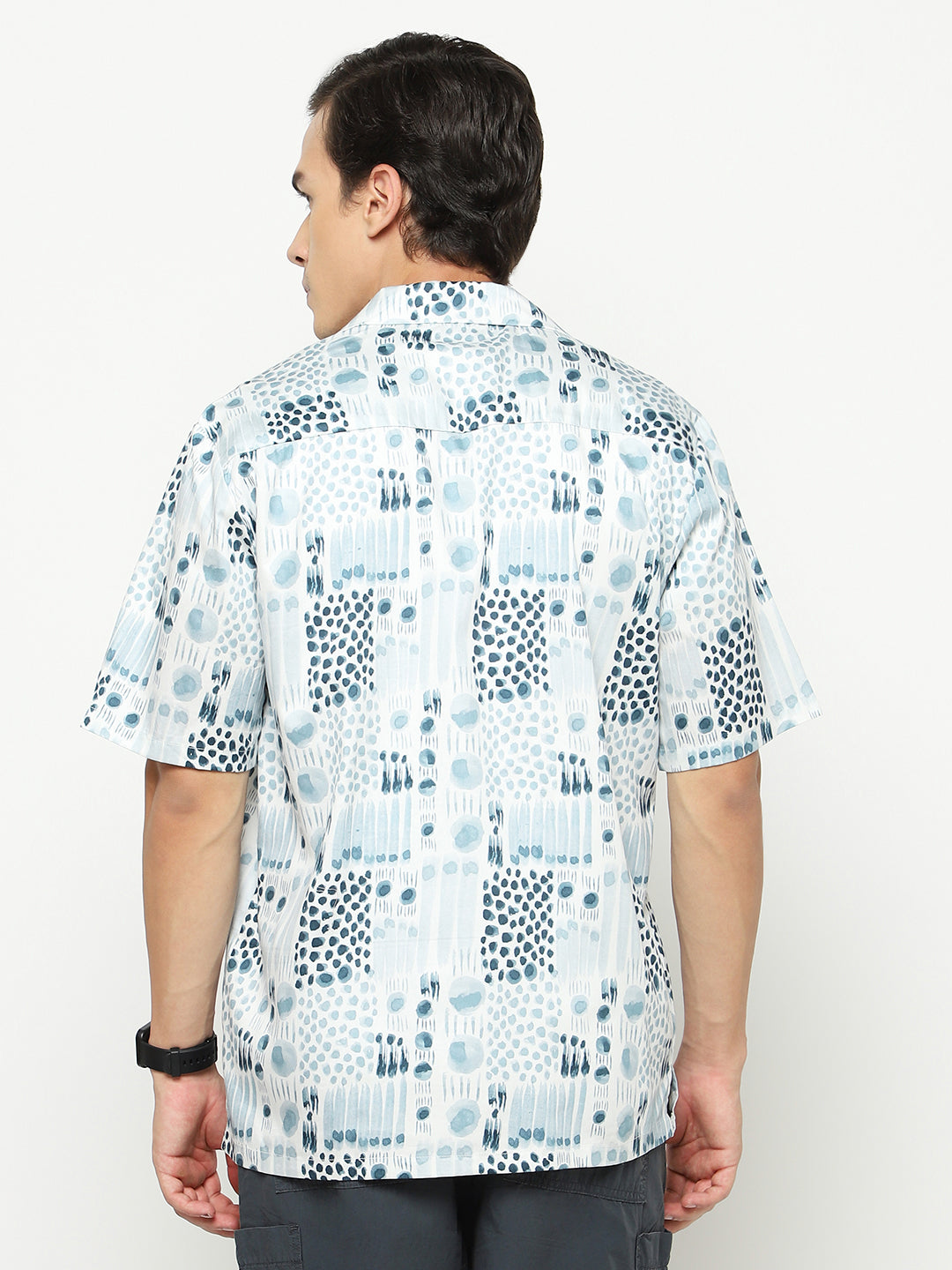 Geometric Watercolor Oversized Cotton Shirt