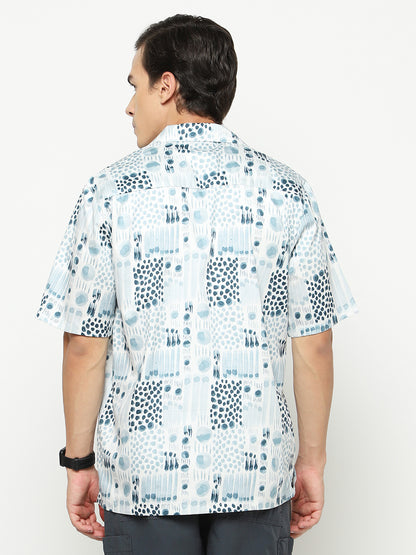 Geometric Watercolor Oversized Cotton Shirt