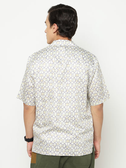 Geometric Pattern Oversized Cotton Shirt