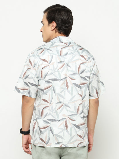 Inline Leaves Oversized Cotton Shirt