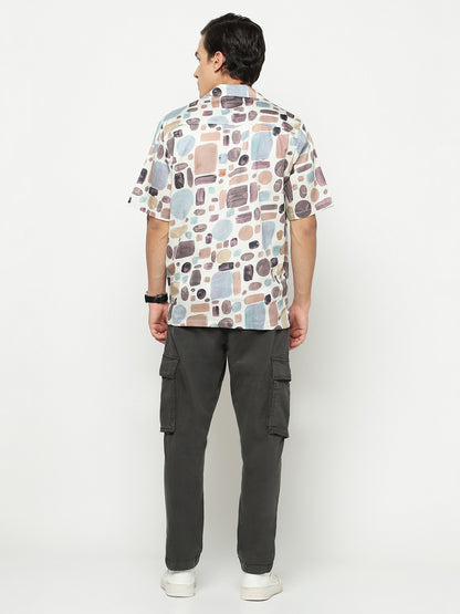 Abstract Shapes Oversized Cotton Shirt