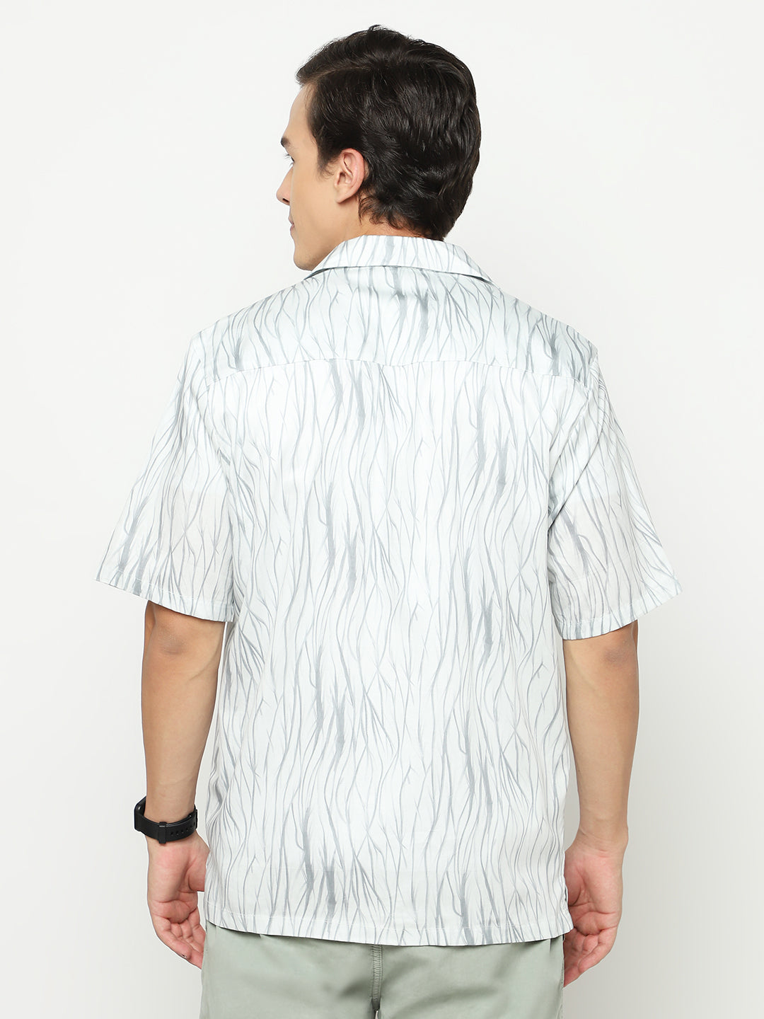 Wavy Texture Oversized Cotton Shirt
