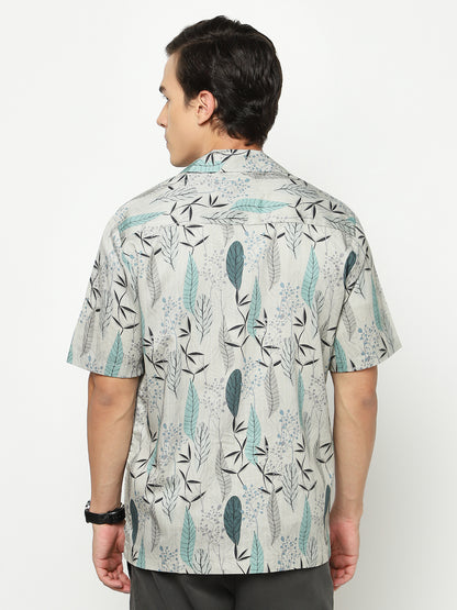 Leaves Silhouette Oversized Cotton Shirt
