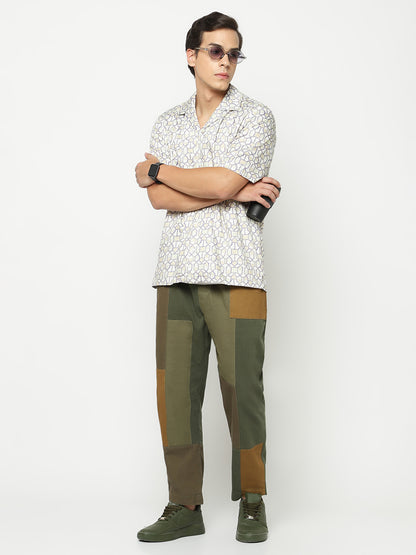 Geometric Pattern Oversized Cotton Shirt