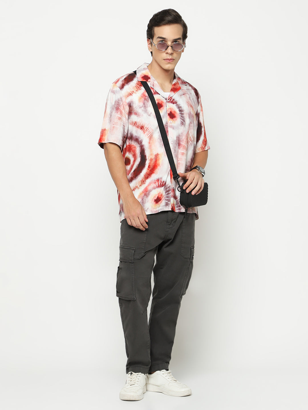 Watercolor Circles Oversized Viscose Shirt