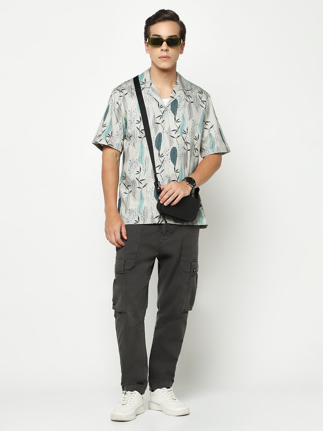 Leaves Silhouette Oversized Cotton Shirt